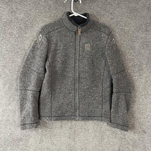66 Degree North Sweater Mens Small Gray Wool Polyester Full Zip Kaldi Mock Neck